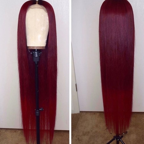 Cambodian Burgundy Lace Front Human Hair Wig